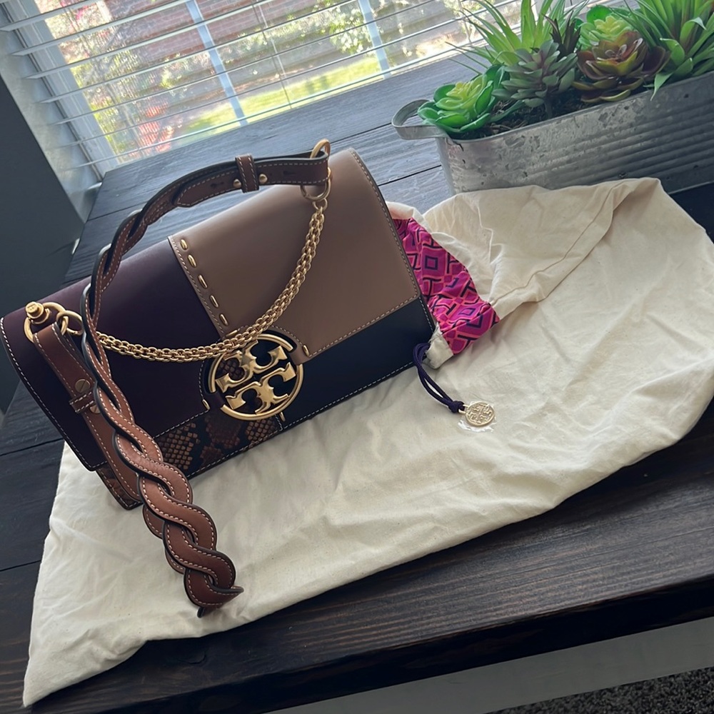 Tory Burch Shoulder Snakeskin Block Purse